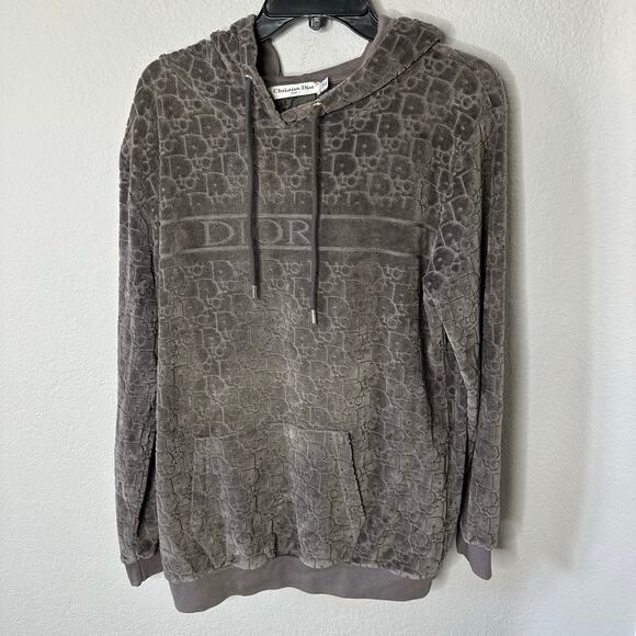 Dior Gray Blue Dior Oblique Jacquard Cotton Hoodie - Picture 1 of 4
